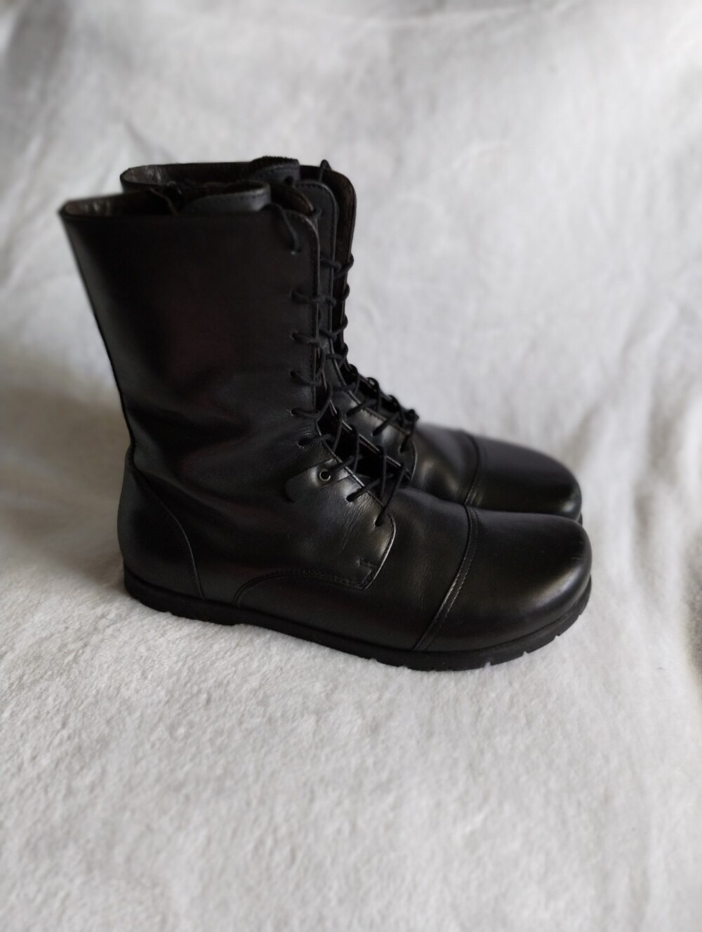 Birkenstock Black Leather Lace-Up Combat Boots Women’s EU 40 Narrow Made Germany